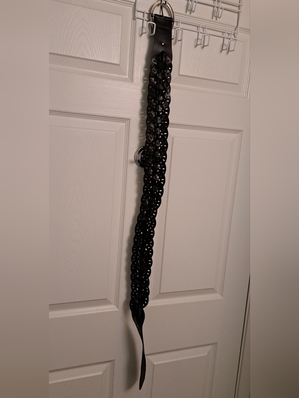 Brown Cutout Faux Leather Statement Belt Size XL Bohemian Size Large